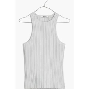 NWT Madewell The Signature Shimmer Knit Cutaway Sweater Tank Gray Size Small